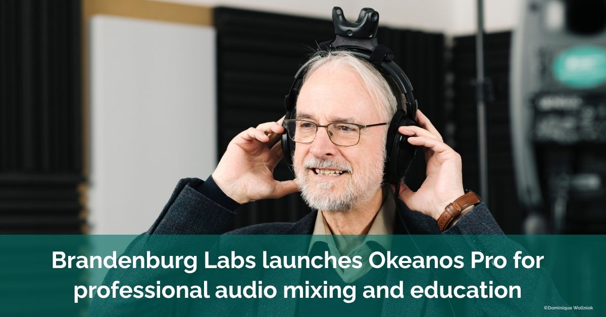 Banner Launch Okeanos Pro Karlheinz Brandenburg wearing headphones with a headtracker tracker