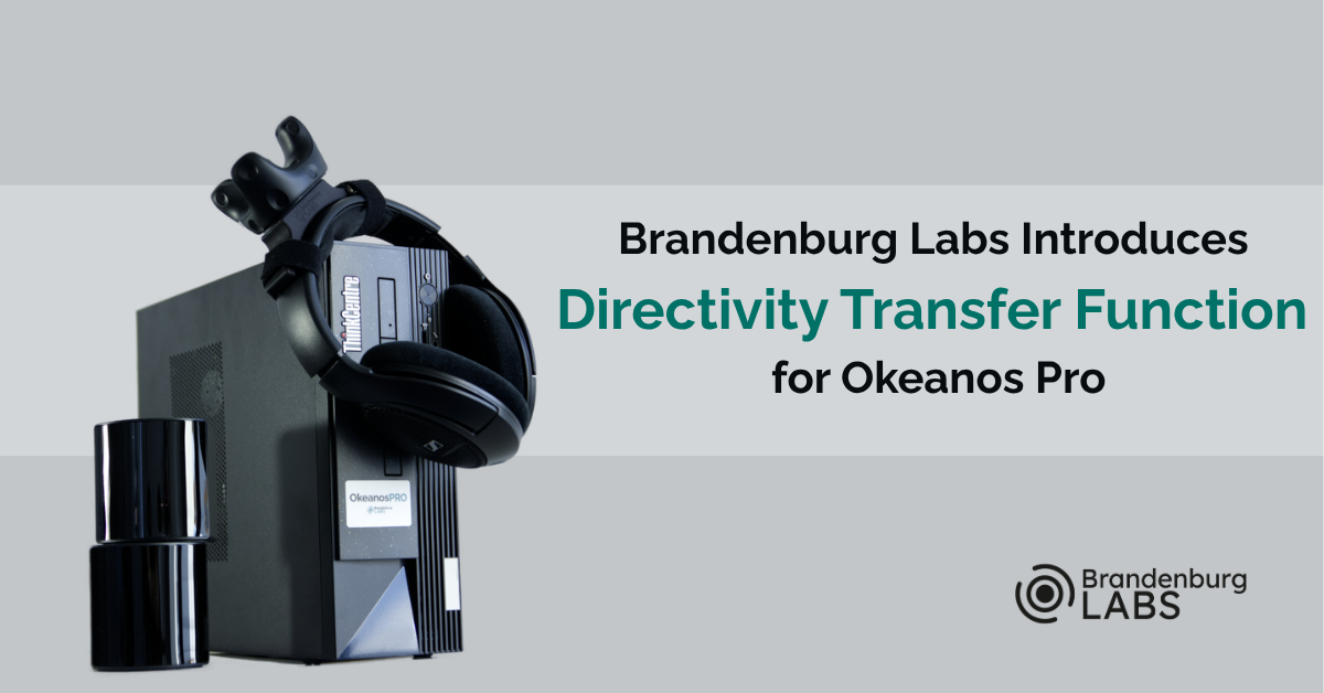 DTF Editor Okeanos Pro_1200x628 Rendering Hardware of Brandenburg Labs, Okeanos Pro plus headline in English announcing a new feature, the Directivity Transfer Function (DTF Editor)