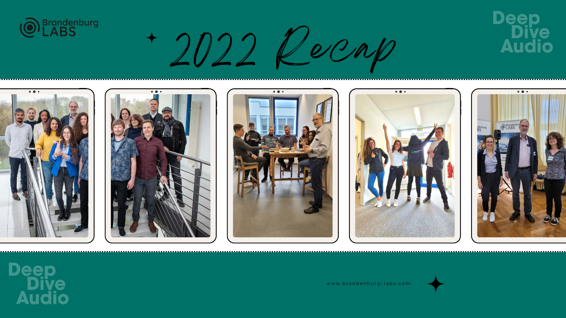 Photo collage with four pictures from Brandenburg Labs exhibitions and meetings in 2022